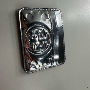 Tory Burch Metallic Silver Card Holder